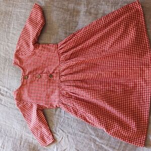 Red Gingham Long Sleeve Dress